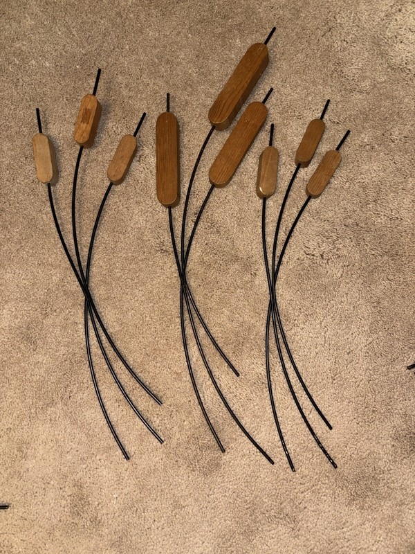 Vintage MCM RETRO Teak Wood Cattails Wall Decor Set Of 3