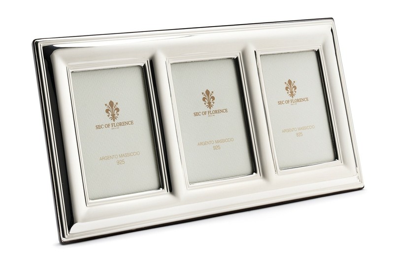 3,5”x 2,5″ in Solid 925 Sterling Silver Photo Frame 7413/TRIPLA Wood Back USA