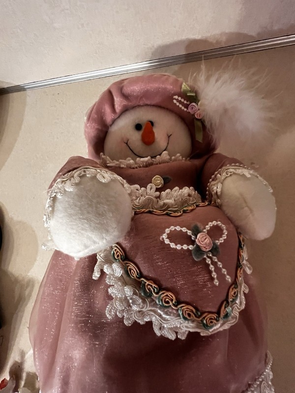 Snow Woman Door Stop, Pink Pretty Festive gallery