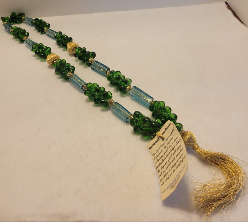 Desert Moon Glass Beads Indian Goodwill Hanging Decor Heavy Bold Tassel Green
