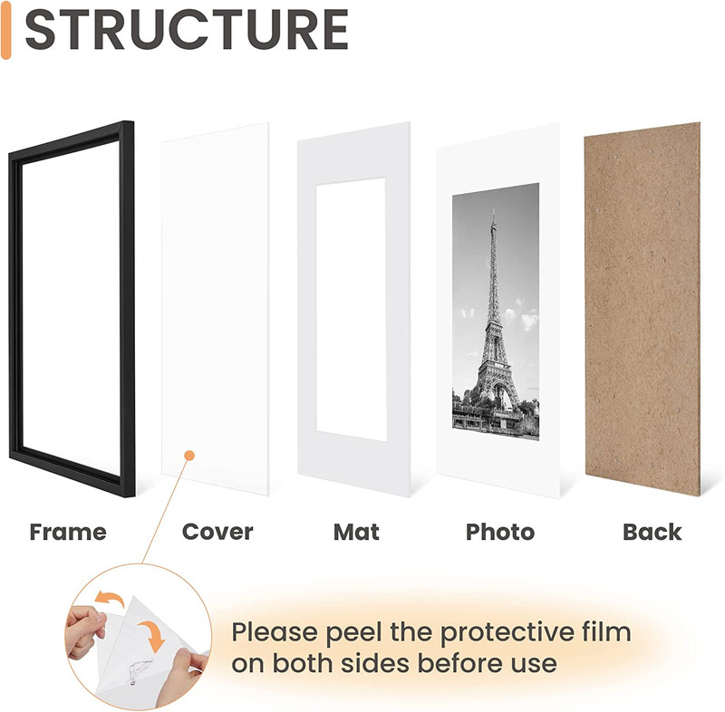 9X12 Picture Frame Set of 5, Display Pictures 6X8 with Mat or 9 X 12 Without, Wa gallery