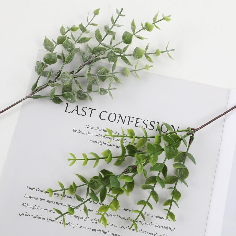 Artificial Eucalyptus Stem, Green Leaves, 12 Pack Green Faux Plant Branch, 12 gallery
