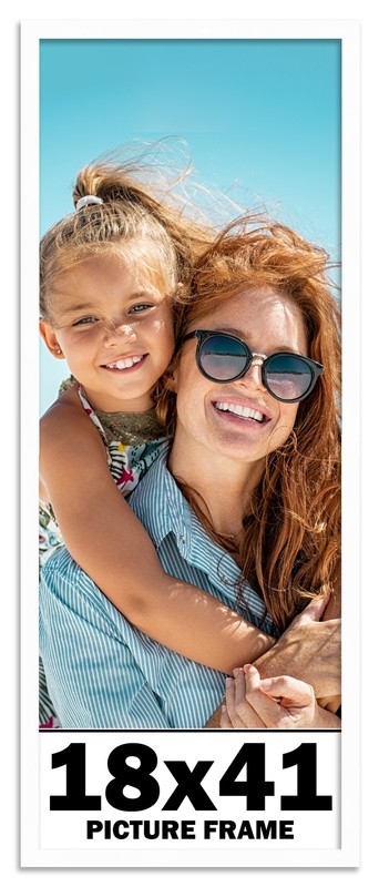 18x41 Frame White Wood Picture Photo Frame with UV Acrylic and Acid Free Backing