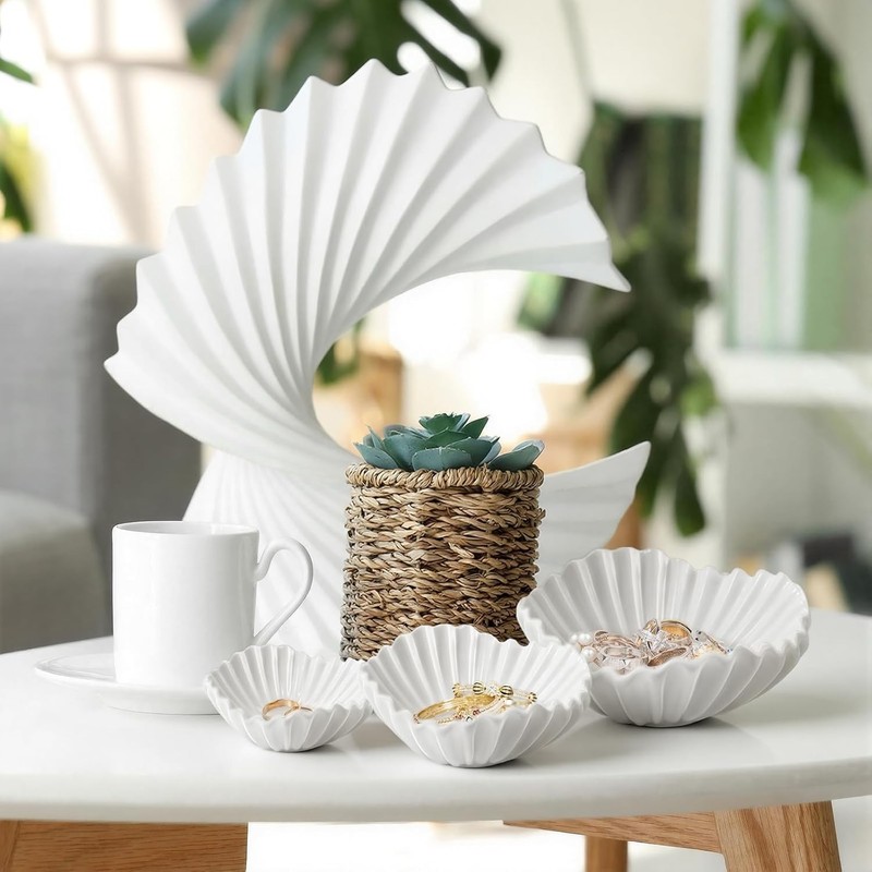Stylish 3-Pc Ceramic Ruffle Bowl Set – Decorative Centerpiece for Any Occasion gallery