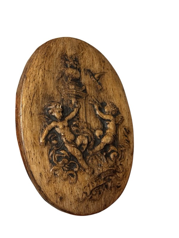 Cherub Putti Plaster Relief Plaque Vintage Oval Wall Hanging gallery