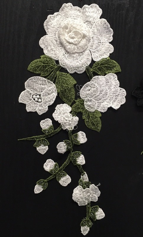 ROSES Long Stem Rose Rosebuds Flowers Plant Embroidered Sew-On Patches 12” Lot gallery