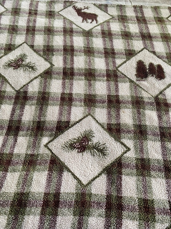 Woolrich Home Green Plaid Fleece Throw Blanket 49×63 Hunting Cabin Lodge Vintage