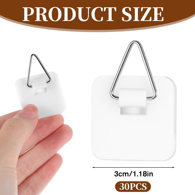 30 Pcs Invisible Adhesive Plate Hangers Nail Free Sticky Hooks for Wall Art gallery