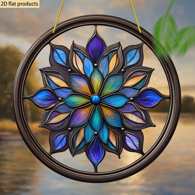Colorful Flower Acrylic Suncatcher Round Window Porch Wall Hanging Art Gift gallery