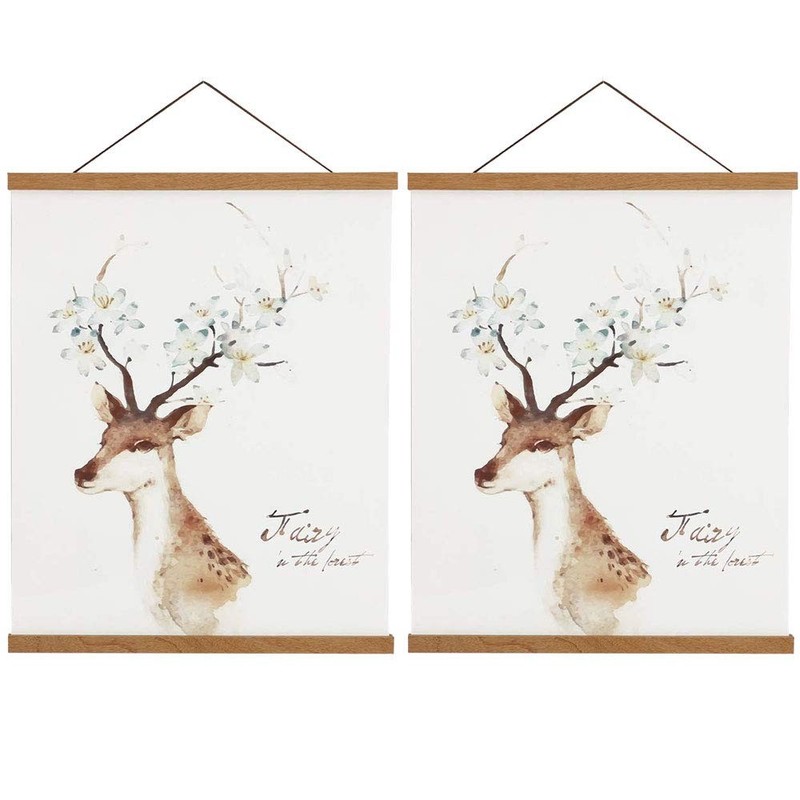 2 Pack Magnetic Poster Hanger Frame, 16×24 16×22 16×20 Light Wood Wooden Magn…