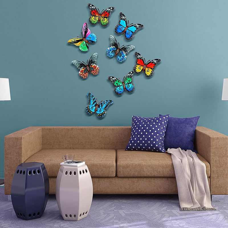 8 Pcs Metal Butterfly Wall Decor 6.5 Inch Outdoor Butterflies Wall Art Sculpture gallery