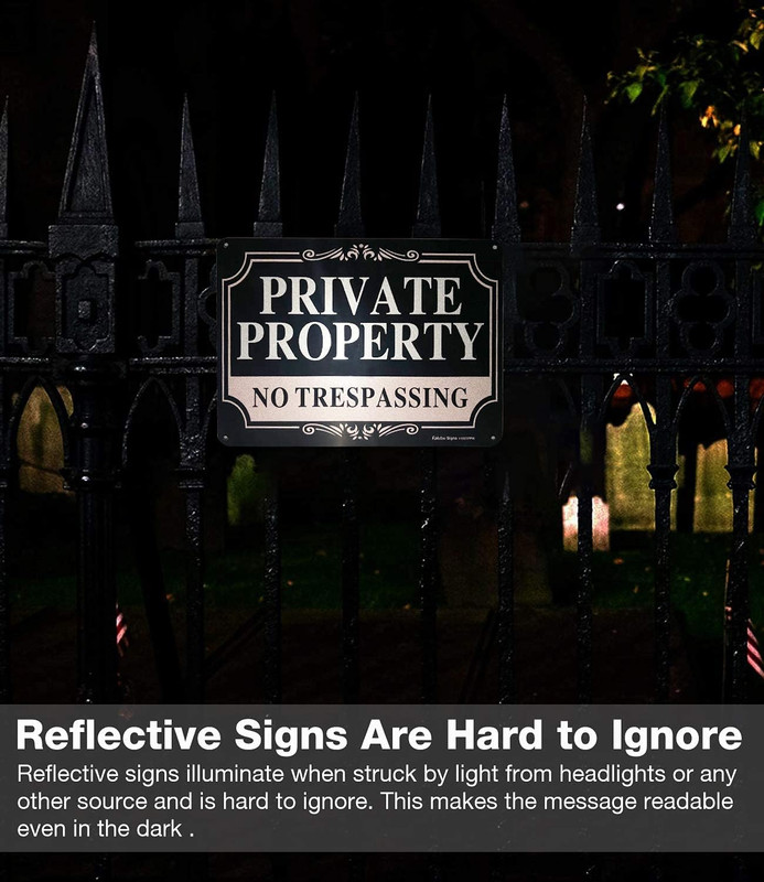 2 Pack No Trespassing Signs Private Property,10X7 Inch Rust Free Aluminum Metal gallery
