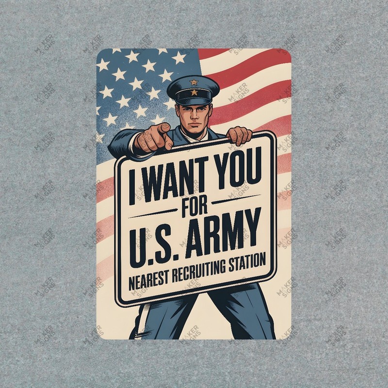 Vintage U.S. Army Recruitment Sign I Want You Military Decor Wall Art #10869