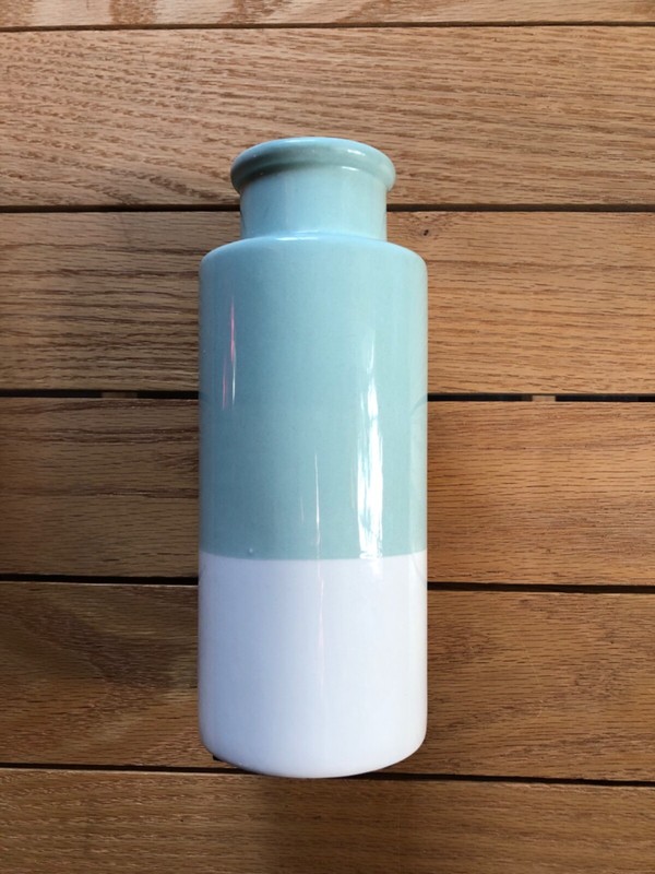 Dusty Blue Green And Light Grey Cylinder Shaped Decorative Floral Vase