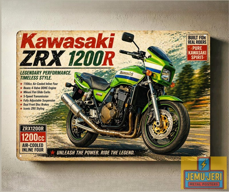 2005 Kawasaki ZRX1200R Motorcycle Metal Poster 30x20cm Sign