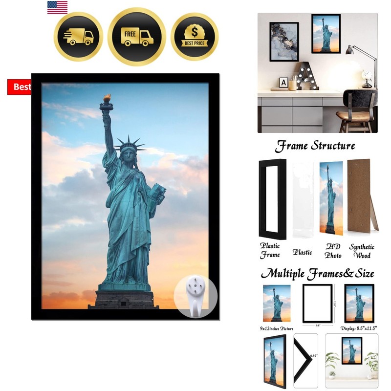 9×12 Picture Frame for 9by12 Poster Photo Canvas Certificate Black High Trans…