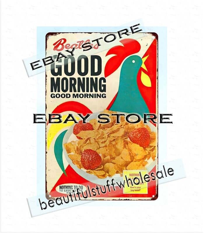 1967 Good Morning kellogg’s Corn Flakes cereal metal tin sign prints framing