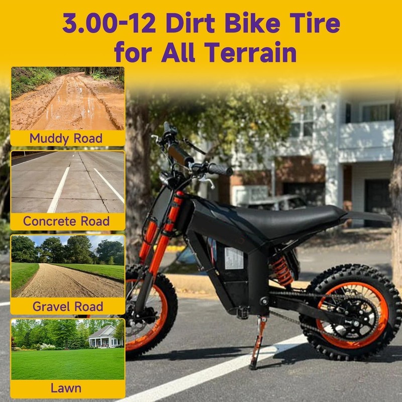 Dirt Bike Rear Tire and Inner Tube 3.00-12 80/100-12 90cc-125cc XR70 CRF70 gallery