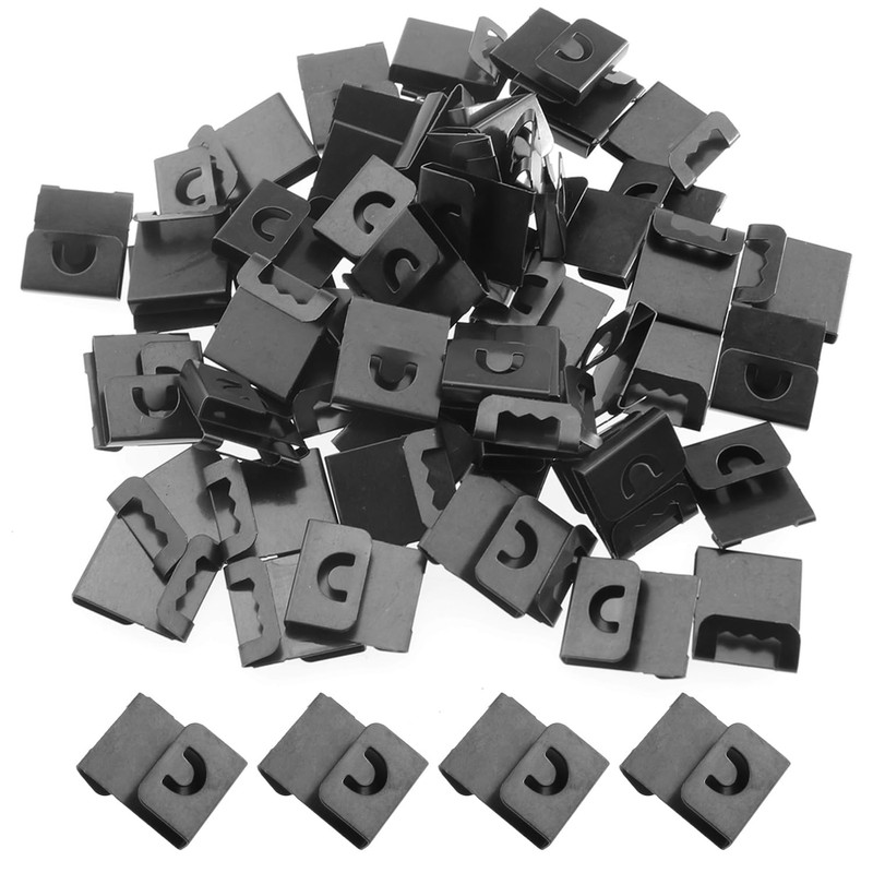 Heyous 100PCS Photo Frame Clips Black Metal S Hook Back Plate Serrated