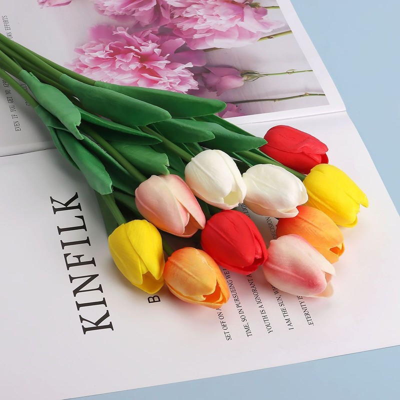 20Pcs Real Touch Artificial Tulips Bridal Home Wedding Party Festival Decor USA gallery