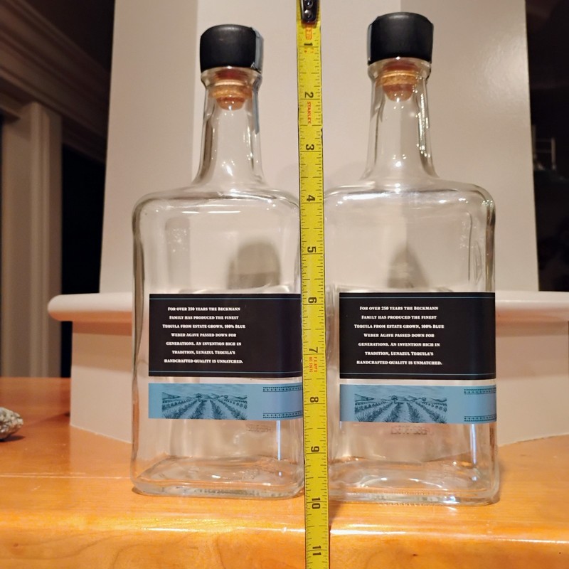 2 Bottles Lunazul Tequila Blanco Empty Bottles 1.75 L w/ Cork lid Hecho Mexico gallery