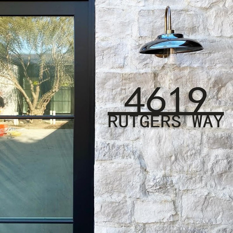 Modern Metal House Number Sign, Custom Address & Street Name Plaque