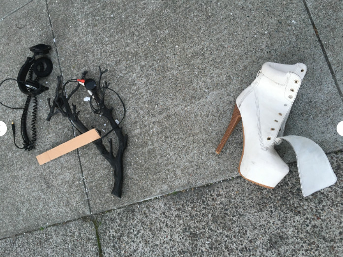 Urban Found Object Photography Sticker – High Heel & Street Still Life Vinyl