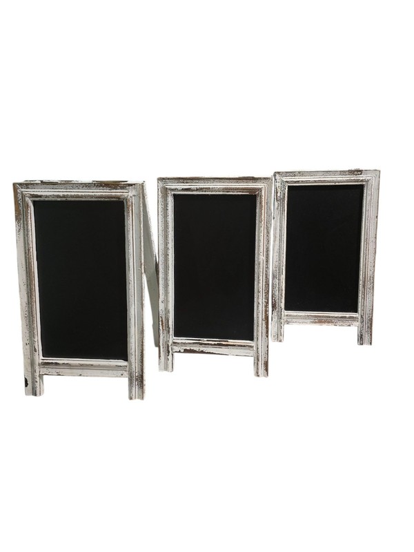 Set Of 3 Distressed White Wood Chalk Board 15 X 9 Inches Easel Sign Board