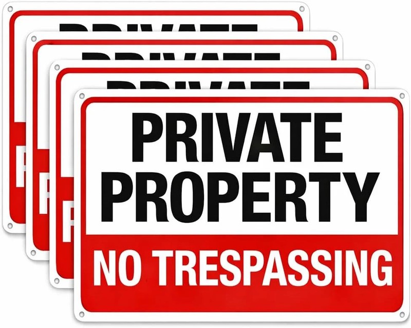 4-Pack No Trespassing Signs Private Property Metal Sign, 10 x 7 Inch Rust Free A