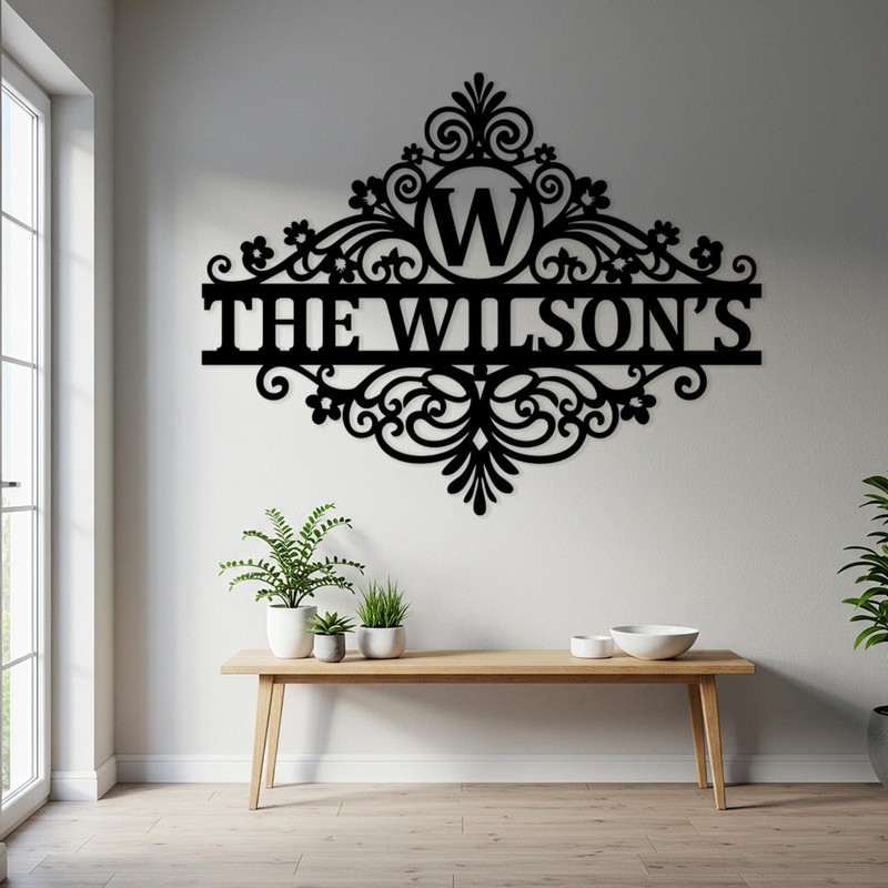 Custom Last Name Metal Sign Personalized Family Monogram Patio Outdoor Art Decor gallery