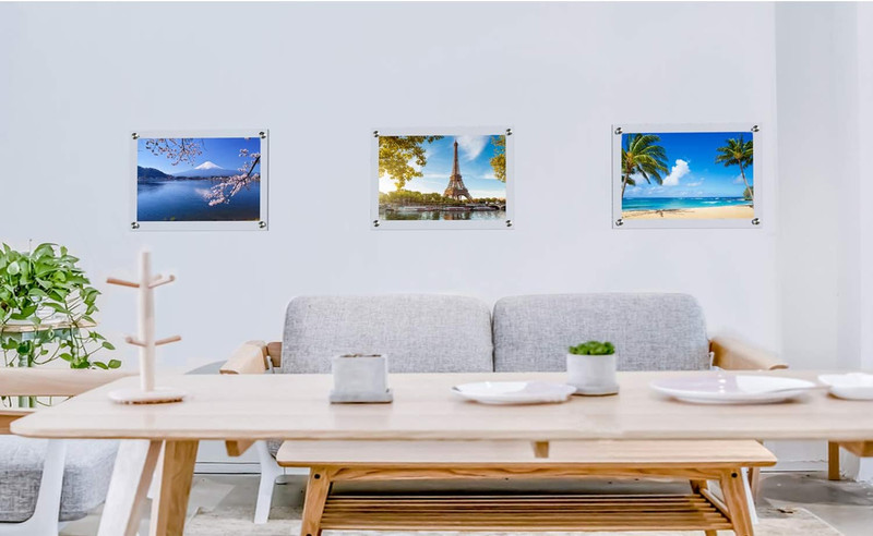Magicool 11X14 Clear Acrylic Wall Mount Floating Double Panels Frameless Picture gallery