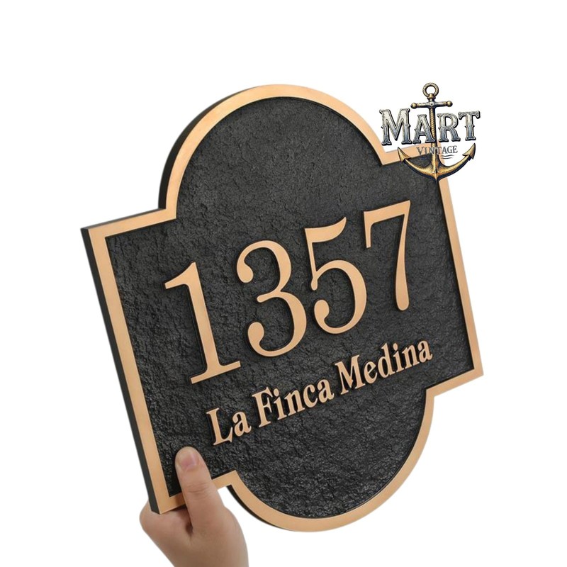 Cast Brass Custom Personalised logo Design Number Sign Plaque,