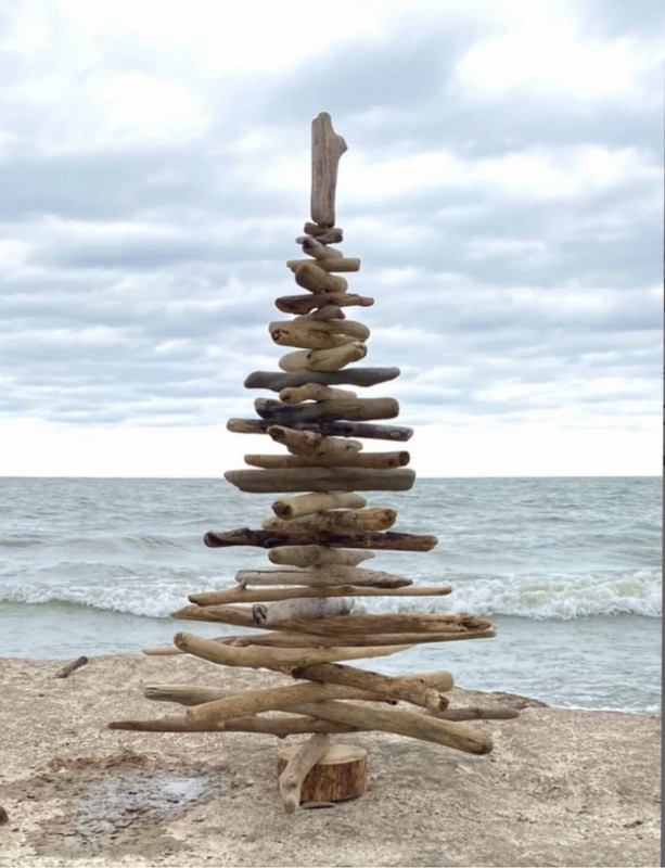 Genuine Hand Crafted Lake Erie Driftwood Tree ~ 3 ft. – 3 1/2 ft. Tall. ~