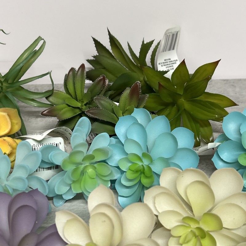 Succulent Picks Artificial Assorted Lot Of 16 Aloe Fern Flowers Blue Purple gallery