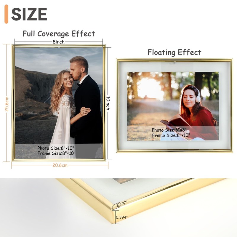 Gold Wall Floating Frame 8x10 Inch Wall Mount Leaning Fits 6x8/5x7/4x6 In gallery