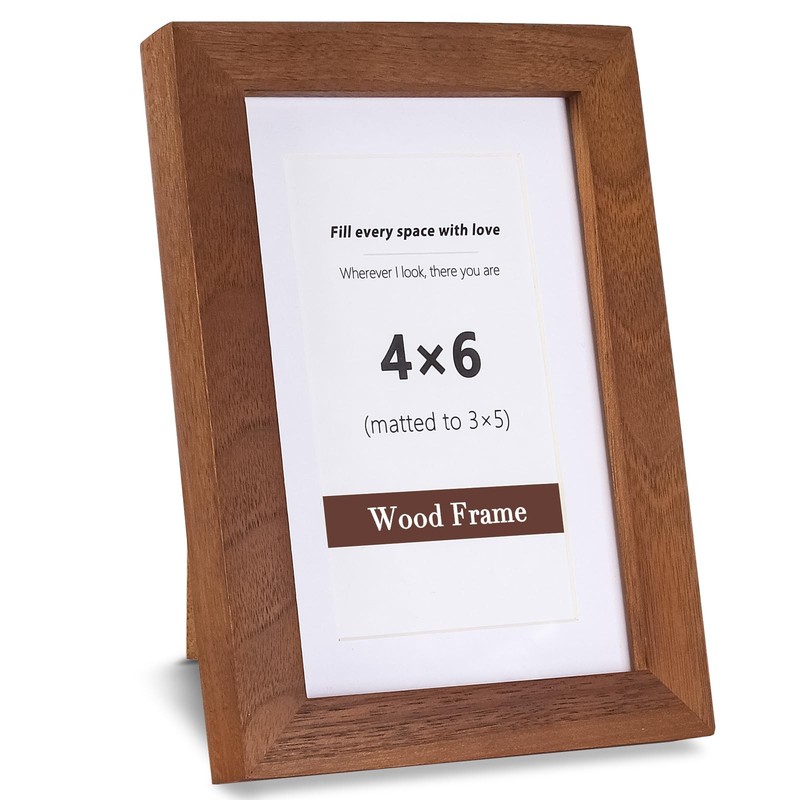 4×6 Picture Frame, Solid Natural Walnut Wood Photo Frame with Tempered Glass,…