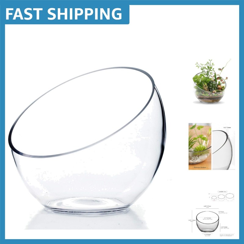 Versatile Handmade Glass Slant Bowl – Ideal for Display & Floral Arrangements