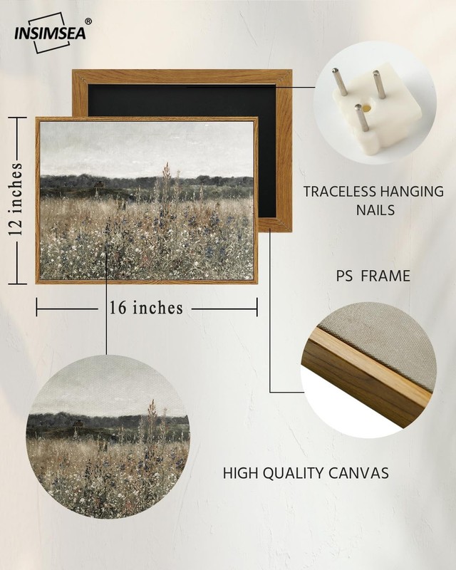 Framed Classical Wildflower Art - 12"x16" Waterproof Canvas for Any Room gallery