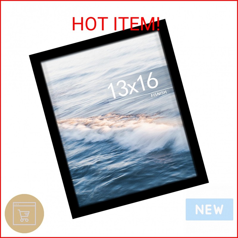 Fisnish 13×16 Picture Frame, Classic Black Poster Frame for Horizontal or Vertic