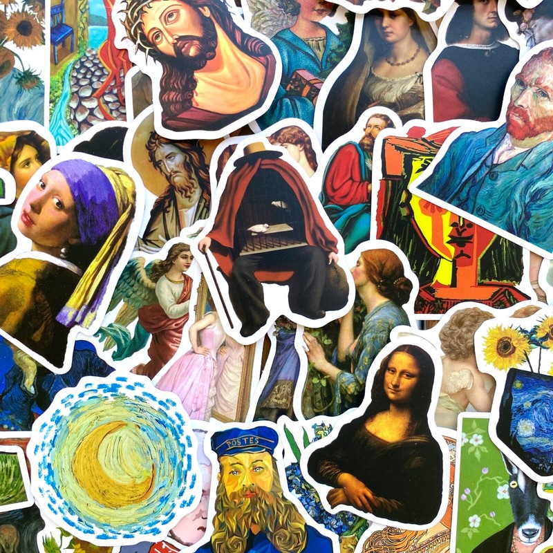 5-50 pcs Art Work Painting Stickers, Van Gogh Museum Artist Vinyl Sticker Pack