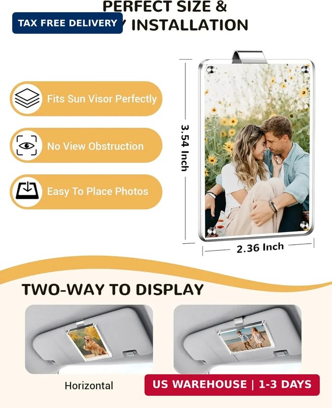 2 Pack Car Picture Holder and Visor Photo Clip, Clear Acrylic Magnetic Car Photo gallery