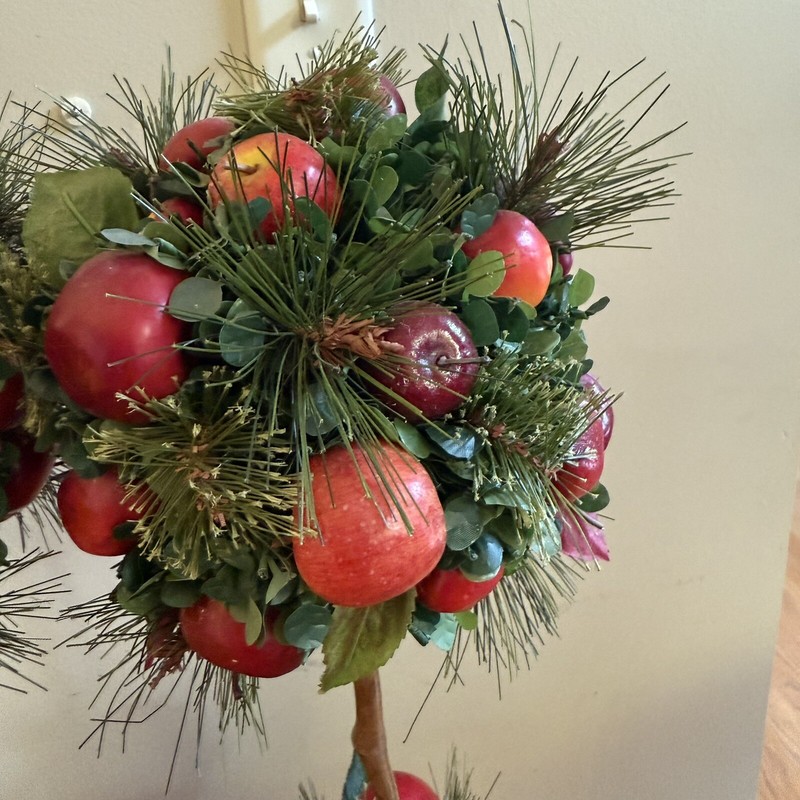 Vtg Potted Apple 21” Topiary Green Red Fruit Floral Tree French Country Decor gallery