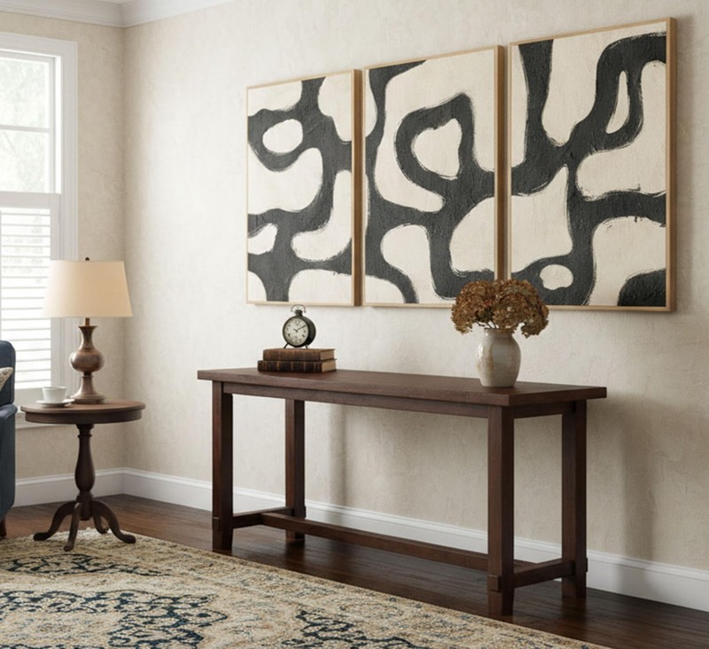 3Pcs Minimalism Abstract Boho Canvas Wall Art Modern Neutral Black And Beige ... gallery