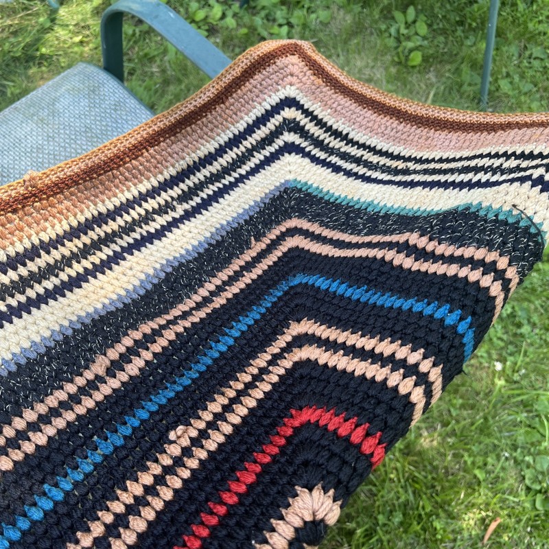 Vintage Hand Crocheted Granny Square Blanket Throw Multicolored 44 in by 48 in gallery