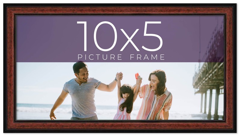 10×5 Frame Executive Brown Round Mahogany Finish Solid Wood Picture Frame | 1.25