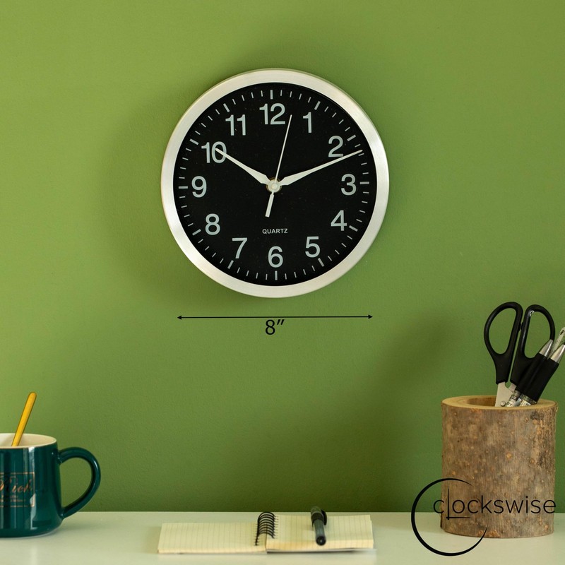 8in Round Quartz Wall Clock NonTicking Battery Operated with Silent Sweep Mov... gallery