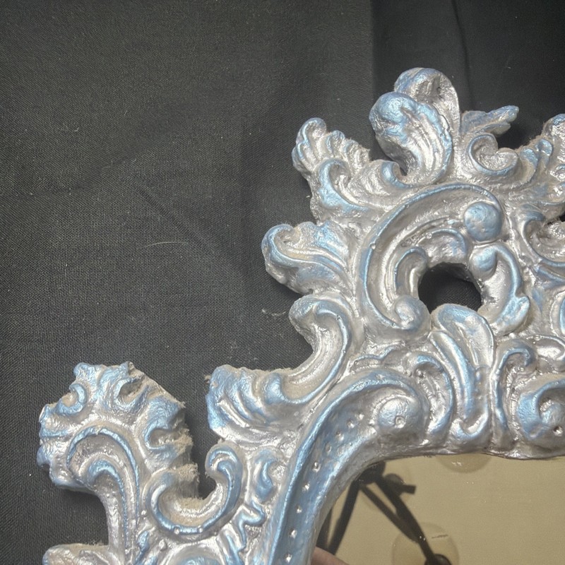 Ceramic Decorative Silver tone With Blue Tint Mirror Made In Mexico 13 3/4” X 8” gallery
