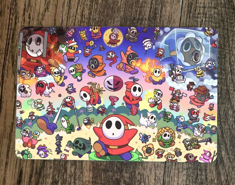 Shy Guys Scene Super Mario Bros 2 Art 8×12 Metal Wall Sign Poster
