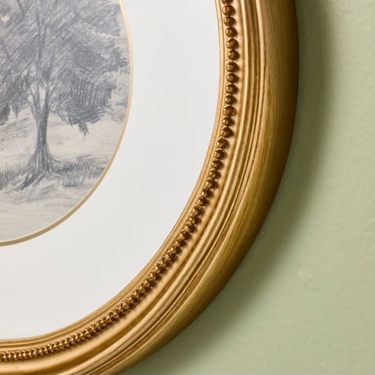 12"x16" Horizontal Oval Landscape Sketch Framed Wall Art - Hearth & Hand NWT gallery