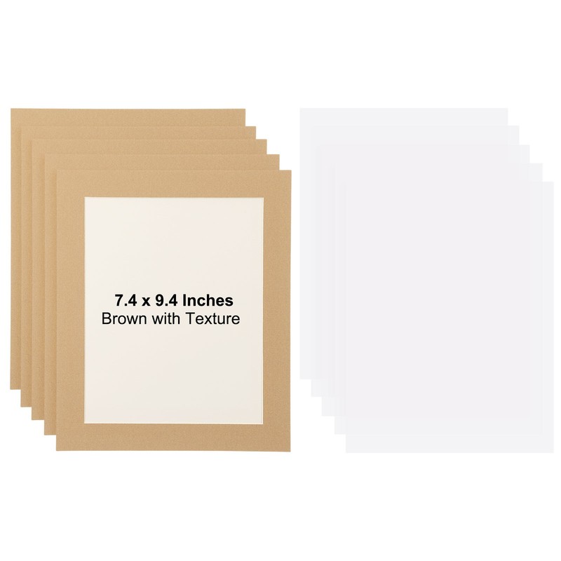 5 Pack Photo Wall Display Paper Frame with Clear Film Brown Linen
